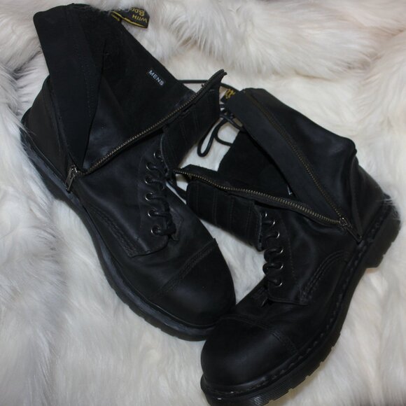 Dr. Martens bacle   zip lace black leather  moto boots 11-eye men's  size 42/10 - Picture 8 of 9